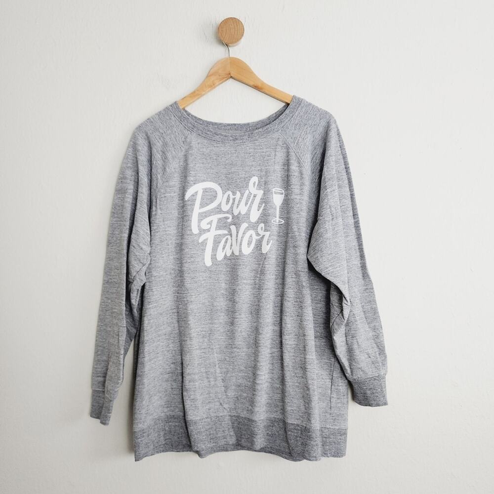 Wildfox Couture Pour Favor Iridescent Graphic Crewneck Sweatshirt Gray Large